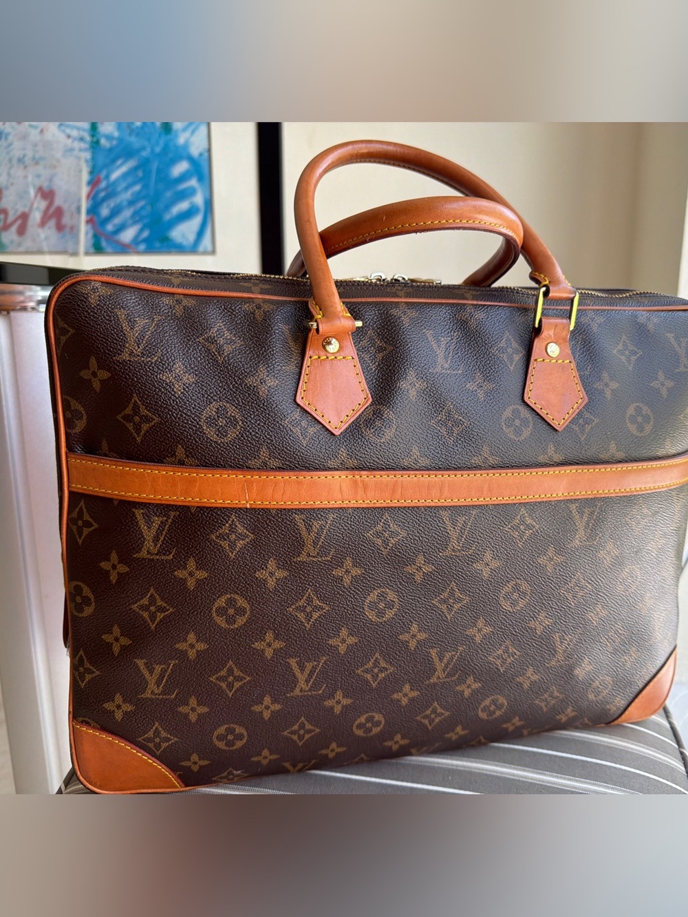 Louis Vuitton Monogram Porte-Documents Voyage GM Briefcase w luggage tag - Picture 3 of 16